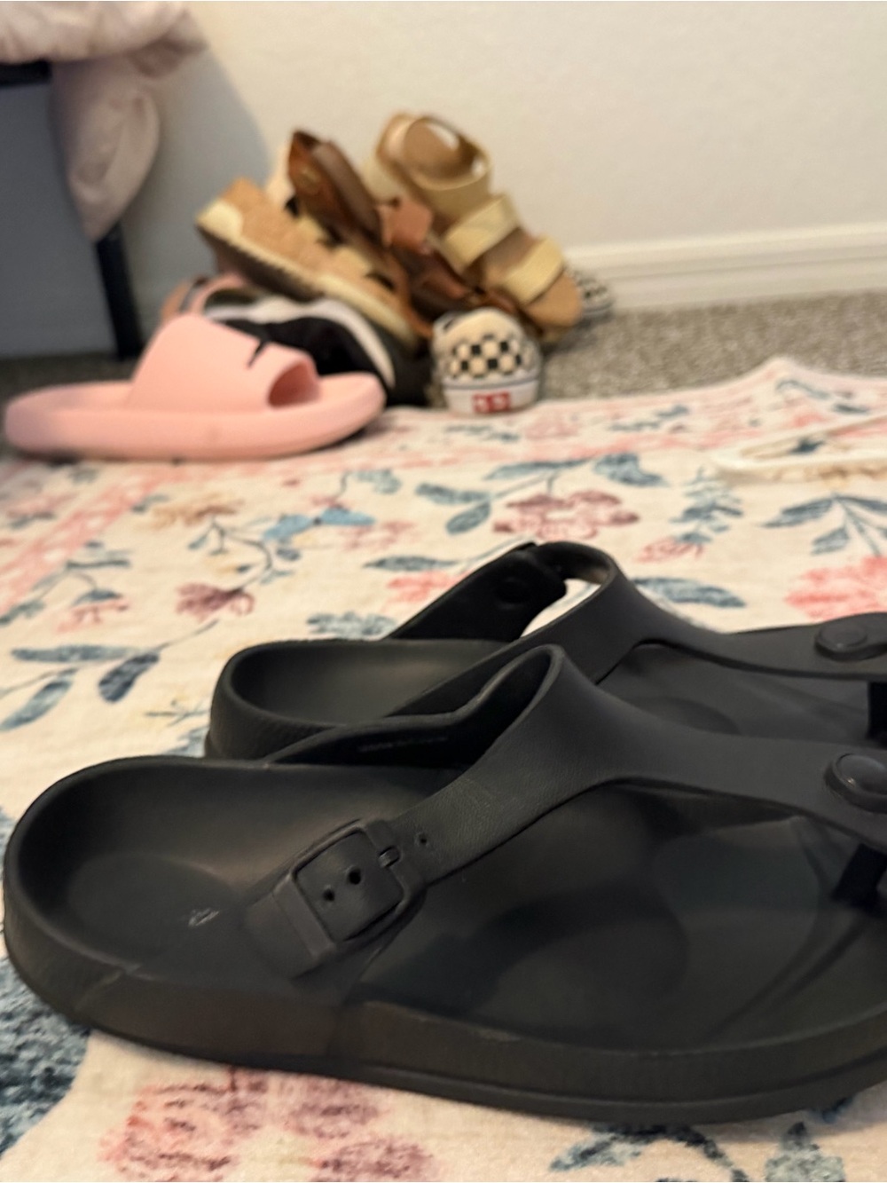 Kids Black Adjustable Strap Sandals - Comfortable Everyday Footwear